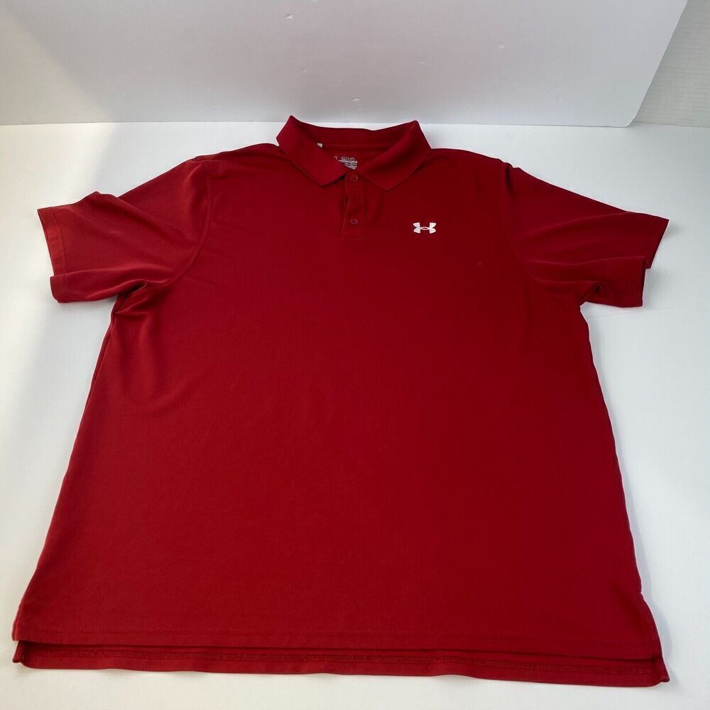 Under Armour Heatgear Loose Golf Polo Shirt Men's Size 2XL  Red Stretch Comfort - Picture 2 of 15